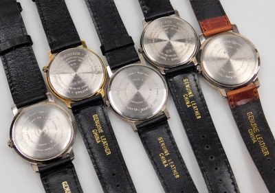 Five Joe Boxer gentleman's wristwatches, comprising a floating hands watch, floating smiley faces watch, watch with large numbers and central smiley face, and two smiley face watches on black and brown straps. - 3