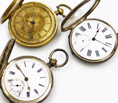 19thC and later silver cased pocket watches, pedometers and wristwatches, together with silver and other coinage, including Queen Victoria crowns 1887 and 1890. - 2