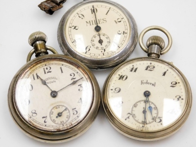 19thC and later silver cased pocket watches, pedometers and wristwatches, together with silver and other coinage, including Queen Victoria crowns 1887 and 1890. - 8