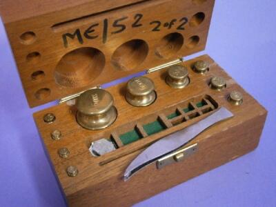 A set of H.S. Walsh brass metric weights in case from 1-200gm.