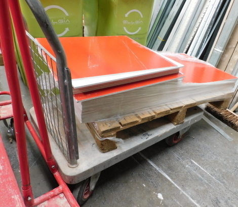 A platform trolley. Note: VAT is payable on the hammer price of this lot at 20%. To be sold upon instructions from Grantham Ceilings & Interiors Ltd (in proposed liquidation), viewing and collection is from their premises at Ellesmere Business Park, Swing