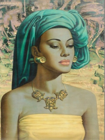 After Tretchikoff. Portrait of a Balinese girl, print, 60cm x 48cm.