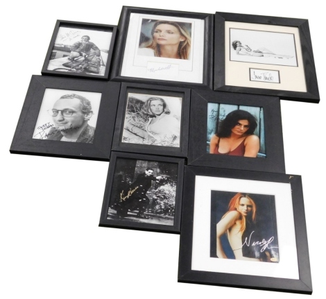 A quantity of photographic prints bearing signatures, to include Nicole Kidman, Michelle Pfeiffer, Steve McQueen, Jane Fonda, Keanu Reeves, etc. (a quantity)