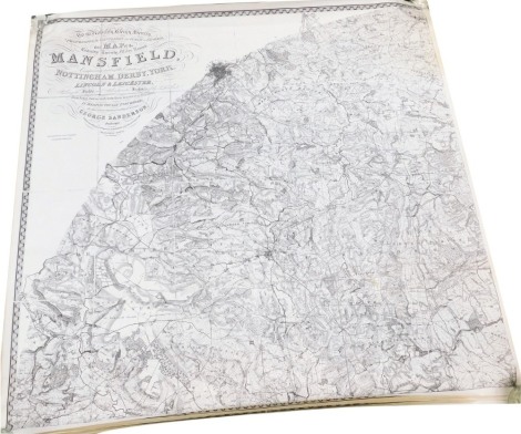 A facsimile map of Sanderson's twenty miles around Mansfield 1835, in four parts.