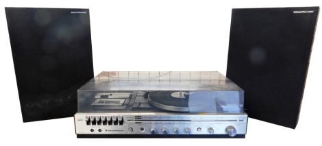 A National Panasonic record player cassette turn table, model SG-1060L, with speakers.