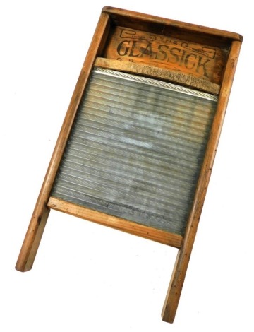 The Glassick pine and glass wash board, 59cm high, 32cm wide.