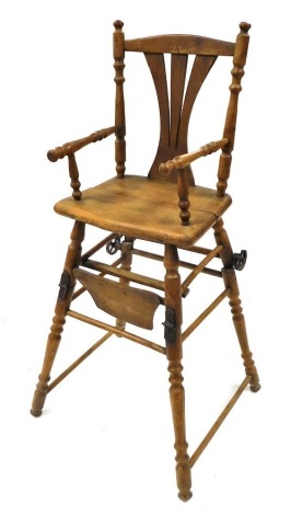 A Victorian beech metamorphic dolls high chair, 67.5cm high.