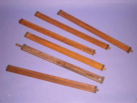 Six boxwood ullage slide rules