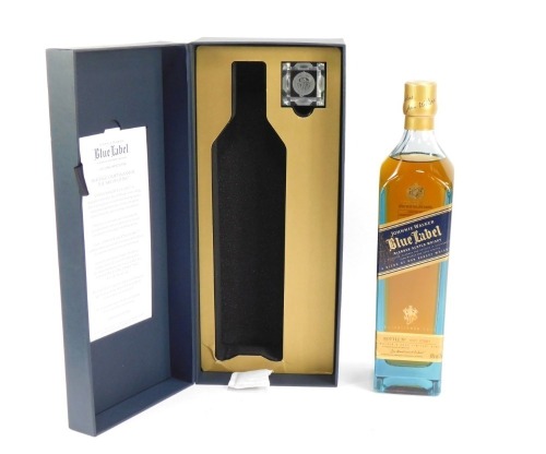 A Johnny Walker Blue Label Scotch whisky, 75cl bottle and bottle stopper, in presentation case.