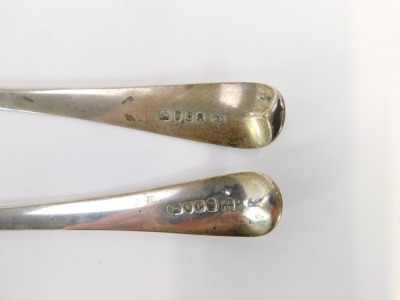 Victorian and later silver salad servers, comprising a serving fork and ladle, Fiddle pattern with bull crest, the ladle London 1818, the fork London 1830, 6¼oz. - 2