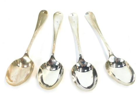 A set of four George VI Walker and Hall Fiddle pattern tablespoons, Sheffield 1946, 6½oz.