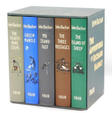 Buchan (John). Green Mantle, The Three Hostages, The Thirty Nine Steps, Mr Stand Fast, The Island of Sheep, 5 volumes in slip case published by the Folio Society.