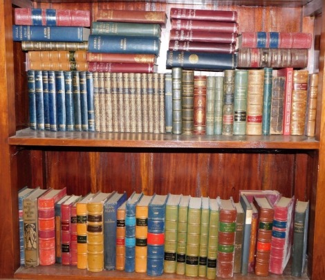 Books and bindings, to include Byron Political Works, Shakespeare, Shelley's Works, leather bound, Hagger (H Rider), Quartermain, etc. (a quantity)