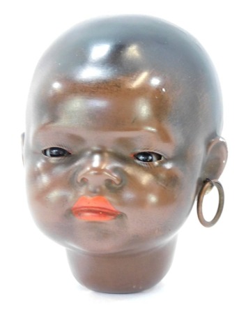 A Heubach Koppelsdorf German porcelain bisque doll's head, No 399.30.D.R.G.M.