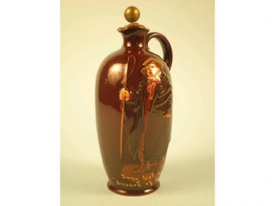 A Royal Doulton Dewar's whisky flagon and stopper decorated with Tony Weller