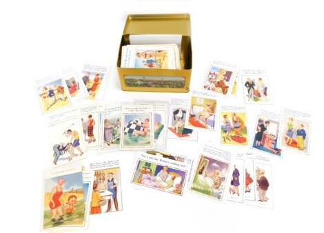 Reproduction Donald McGill Comics humorous postcards, all enclosed in a tin.