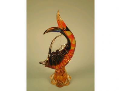 A Murano glass figure of a fish on a tapering base