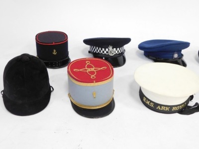 A group of hats, comprising The HMS Ark Royal, Royal Yacht Navy hats, explorer's hat, policeman's, train driver's, etc. (a quantity) - 2