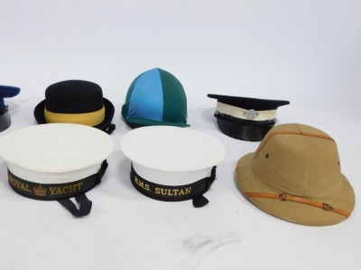 A group of hats, comprising The HMS Ark Royal, Royal Yacht Navy hats, explorer's hat, policeman's, train driver's, etc. (a quantity) - 3