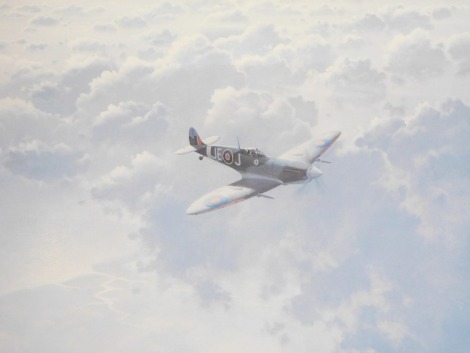 After Coulson. Spitfire, limited edition print, 29cm x 39cm, mounted, framed and glazed.