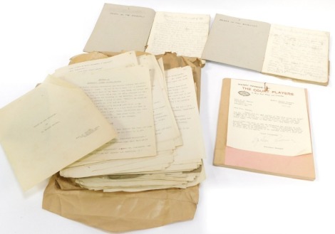 Script submissions to The Empire Theatre Peterborough, from the playwright Mrs Seaton, including the submission for Harriet Comes to Town, loose leaf scripts for Death on the Doorstep, and exercise book originals. (a quantity)