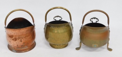 Three brass and copper coal helmets. (3) - 2