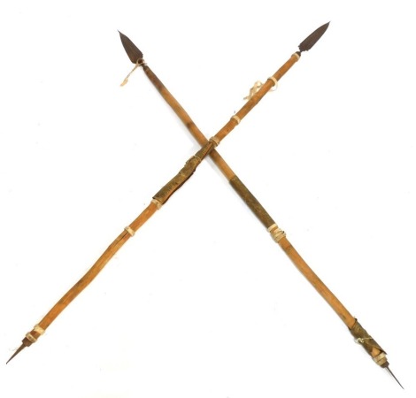 Tribal Art. Two fishing spears, 170cm long.