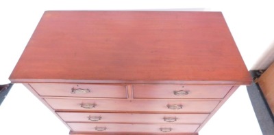 A Victorian mahogany chest, of two short and three long drawers, with brass handles and back plate, on plinth, 116cm high, 116cm wide, 52cm deep, - 2