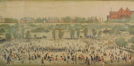 Laurence Stephen Lowry (1887-1976). Peel Park, artist signed print, BCD blind stamp, 1975 Venture Prints, 39cm x 75cm.