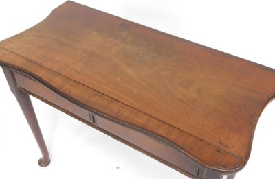 An 18thC mahogany side table, the shaped top above two drawers on pad feet, adapted, 70cm high, 94cm wide, 45cm deep. - 2