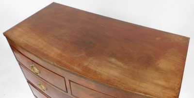 A 19thC mahogany bow front chest, of two short and two long drawers, on bracket feet, 55cm high, 100cm wide, 50cm deep. - 2