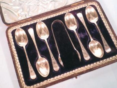 A set of six Victorian silver tea spoons