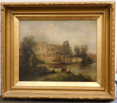 A. Sinclair (19thC School). Stream before castle ruin, oil on canvas, signed, 41cm x 48cm. - 2