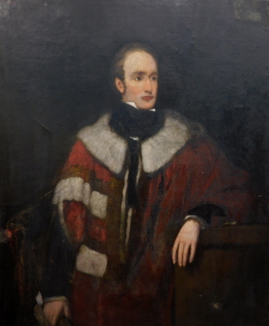 English School. Baron King of Oakham, portrait, quarter profile, dressed in finery, oil on canvas, unsigned, 125cm x 100cm.