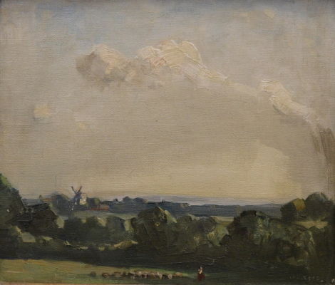 William George Robb (1870-1940). The Windmill at Blackboys Sussex, oil on canvas, signed, Attributed verso, 30cm x 34cm.