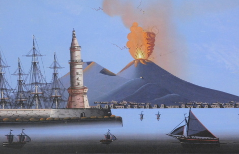 Italian School. Mount Vesuvius Erupting, gouache, unsigned, titled, 54cm x 55cm.