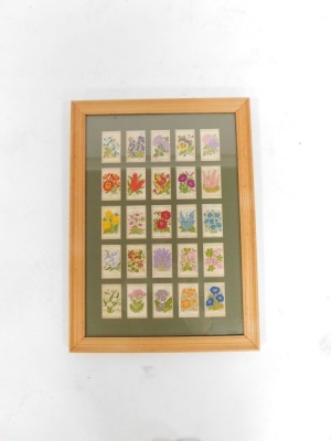 A set of framed Kensita's silk floral cards, twenty in fitted frame. - 2