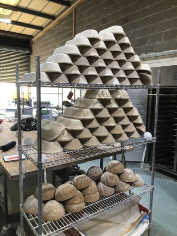 SOLD. A large quantity of bannettons, brotform and other bread & bakery moulds. NB. VAT is payable on this lot at 20%. To be sold upon instructions from Vine's Bakery Ltd (in proposed liquidation)Viewing and Collection is by appointment from their bakery 