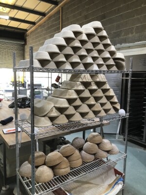 SOLD. A large quantity of bannettons, brotform and other bread & bakery moulds. NB. VAT is payable on this lot at 20%. To be sold upon instructions from Vine's Bakery Ltd (in proposed liquidation)Viewing and Collection is by appointment from their bakery