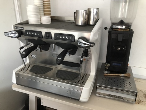 SOLD. A Rancilio Classe-5 coffee maker and Sanremo grinder. NB. VAT is payable on this lot at 20%. To be sold upon instructions from Vine's Bakery Ltd (in proposed liquidation)Collection is by appointment from their shop premises at 61, Steep Hill, Lincol