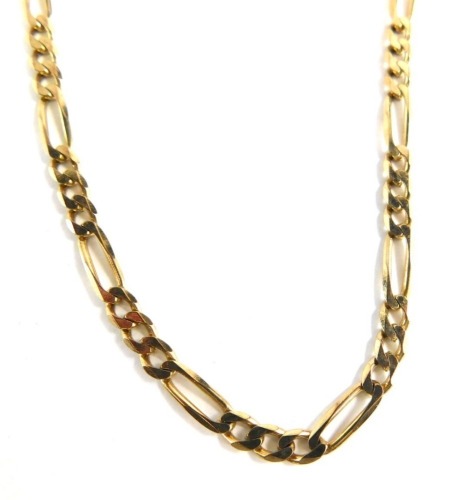 A fancy link necklace, with S and elongated sections, marked 9k, 42cm long, 15g.