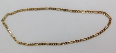 A fancy link necklace, with S and elongated sections, marked 9k, 42cm long, 15g. - 2