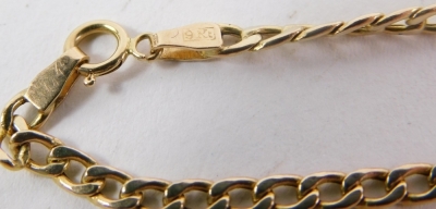 A yellow metal necklace, marked 9kt, with plated T-bar addition, 44cm long, 4.4g all in. - 2