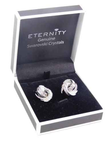 A pair of Eternity Swarovski Crystal clip earrings, 3cm wide. (2)