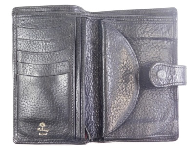 A Mulberry black leather purse, with coin, note and card section, partially textured, 15cm wide. - 2