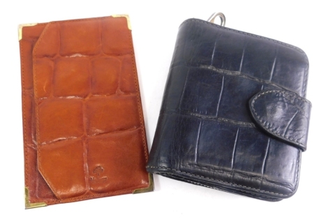 A Mulberry crocodile embossed case, with metal corners and a Mulberry black purse 10cm wide. (2)