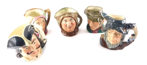 Various Royal Doulton large character jugs, Rip Van Winkle, 17cm high, printed marks beneath, Henry Morgan, etc. (5)