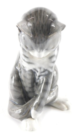 A Royal Copenhagen figure of a kitten, number 340, printed marks beneath, 21cm high.