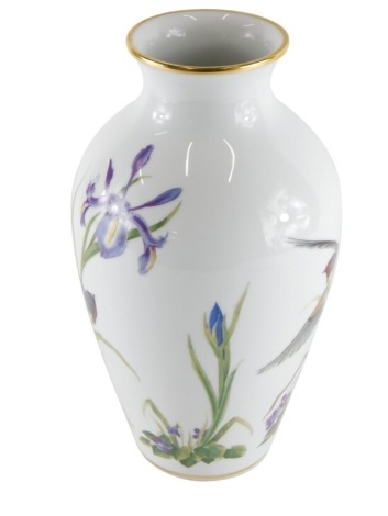 A Franklin porcelain Meadowland bird vase, limited edition, printed marks beneath, 31cm high.