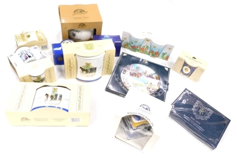 Various Ringtons Tea items, boxed and other, mugs, other Royal Commemorative, Queen Elizabeth II mug 10cm high, wall plates, Prince William and Catherine Middleton Ringtons, various other Ringtons items as new and boxed. (a large quantity)